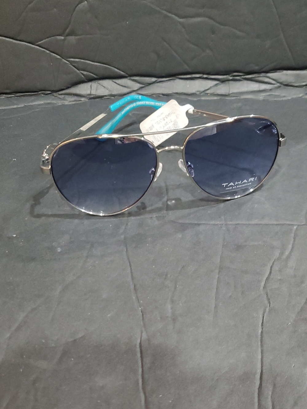 Tahari th943 silver and blue ombre fade lenses metal aviator sunglasses NEW